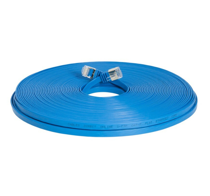 CAT7 Flat SFTP Ethernet Patch Cable 10Gbps Blue Cord 6FT-100FT Multi-Pack LOT