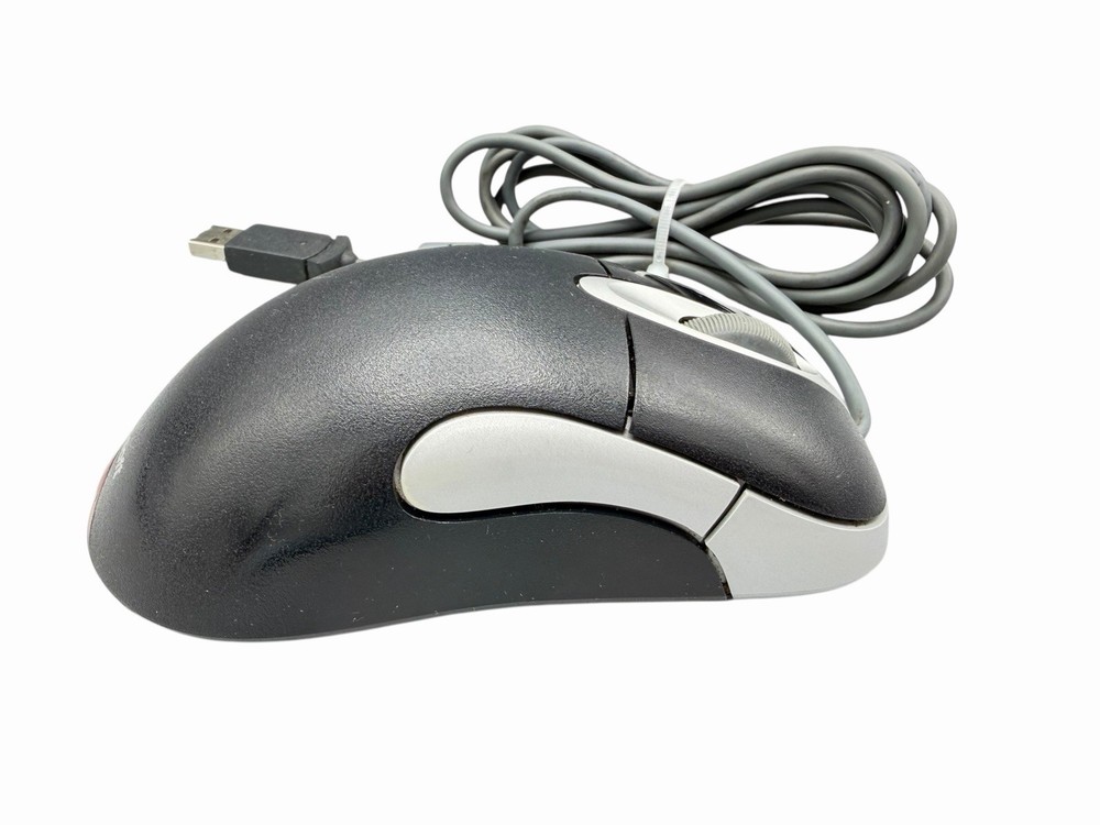 Microsoft Wheel Mouse Optical 1.1A USB and PS/2 Black Grey - Preowned - READ!