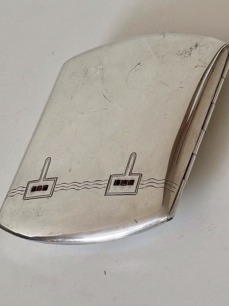 An Art Deco German .800 Silver & Ruby CIGARETTE CASE c1930