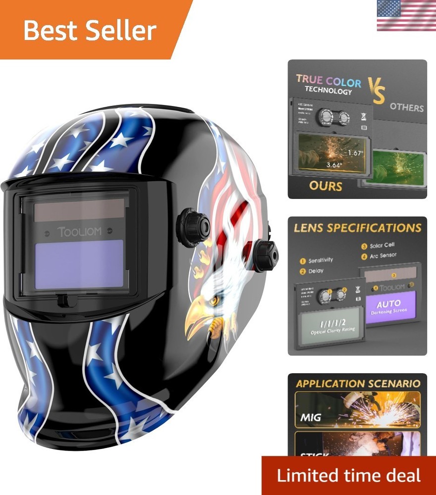 Lightweight Welding Helmet with Solar Technology & True Color Lens - Blue Eagle