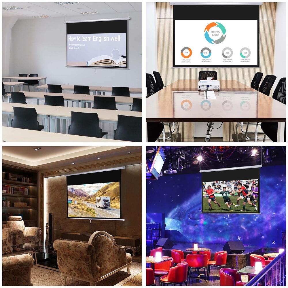 Instahibit 72" 16:9 4K Manual Projection Screen Pull Down Projector Home Movie