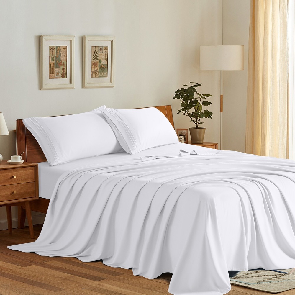 Queen Size 4 Piece Sheet Set - Comfy Breathable & Cooling Sheets - Hotel Luxury