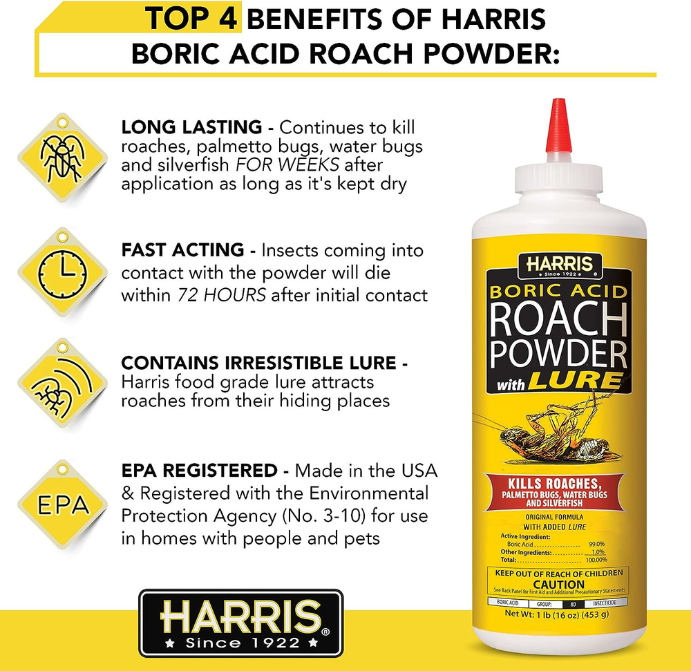 Roach and Silverfish Killer Powder with Boric & Lure, Kills Insect within 72 Hrs