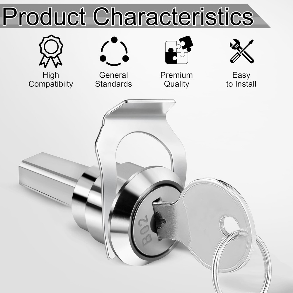 A Set Silver Universal Stainless Toolbox Locks with Keys, Silvery