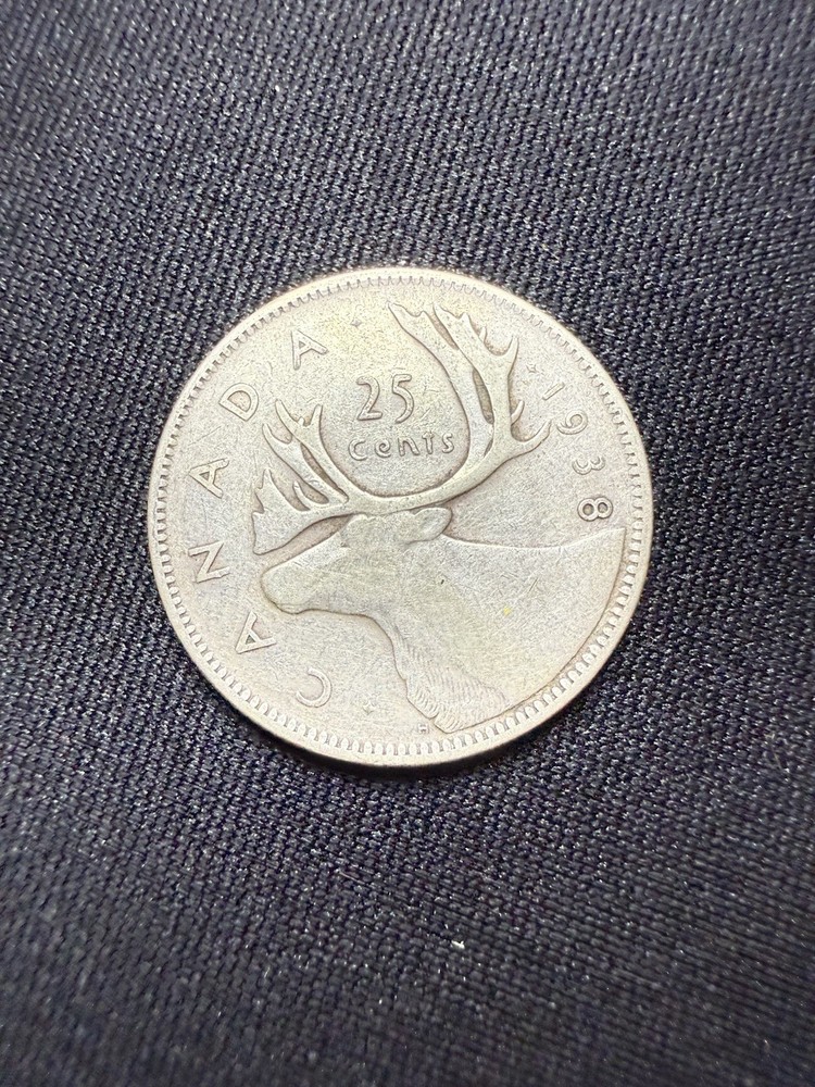 1938 Canada Silver 25 Cents Coin