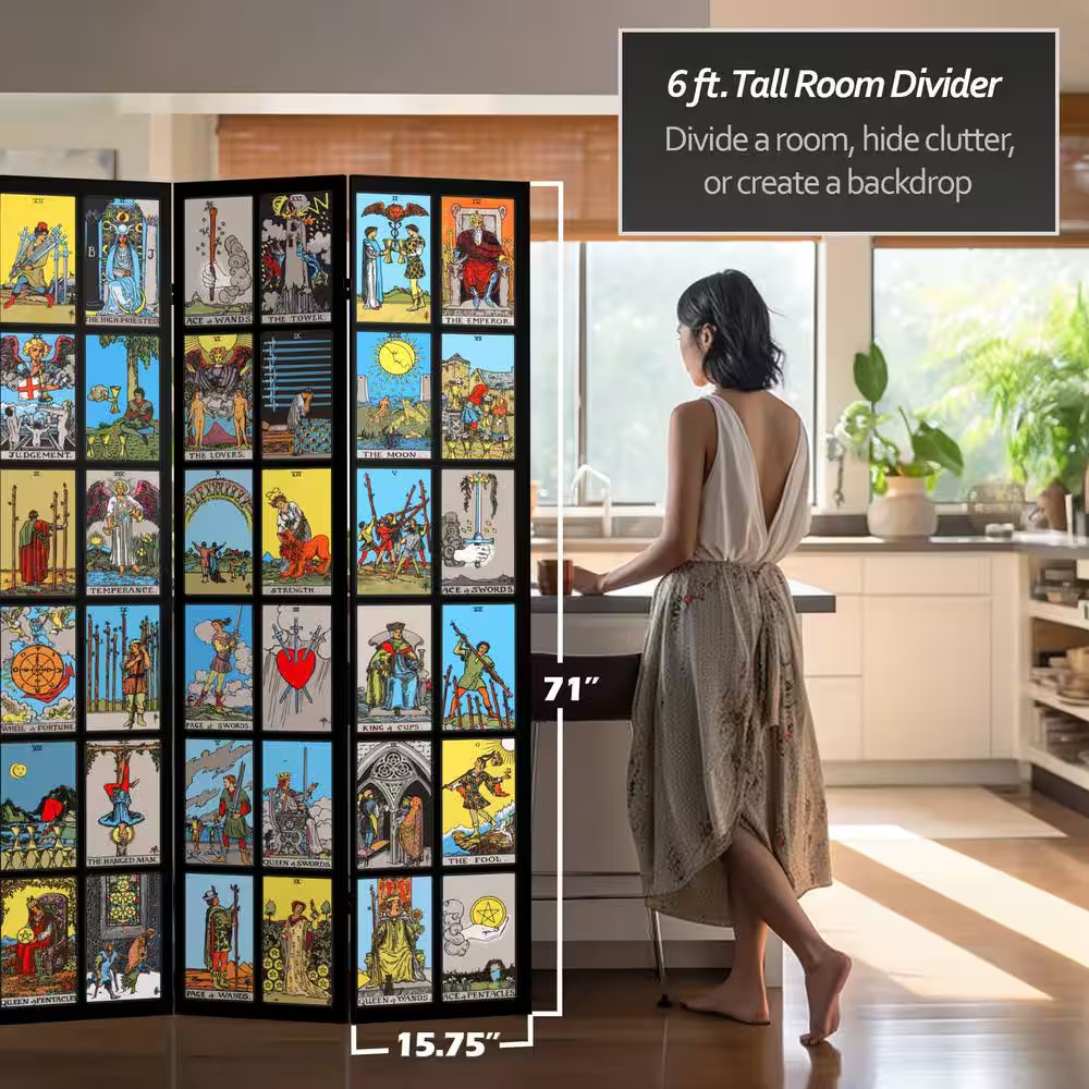 6 Ft. Printed 3-Panel Room Divider