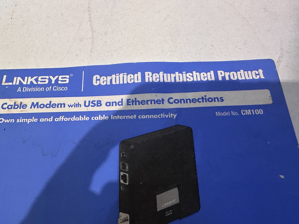 Linksys CM100 Cable Modem w/Ethernet Connections - REFURBISHED