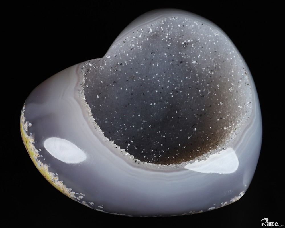 4.1" Agate Geode Carved Crystal Heart, Crystal Healing