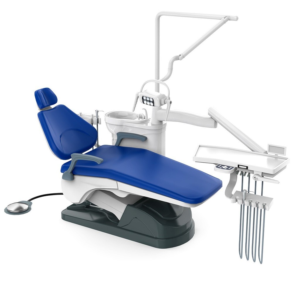 FDA Dental Unit Chair Computer Controlled DC Motor PU Leather With Stool Kit
