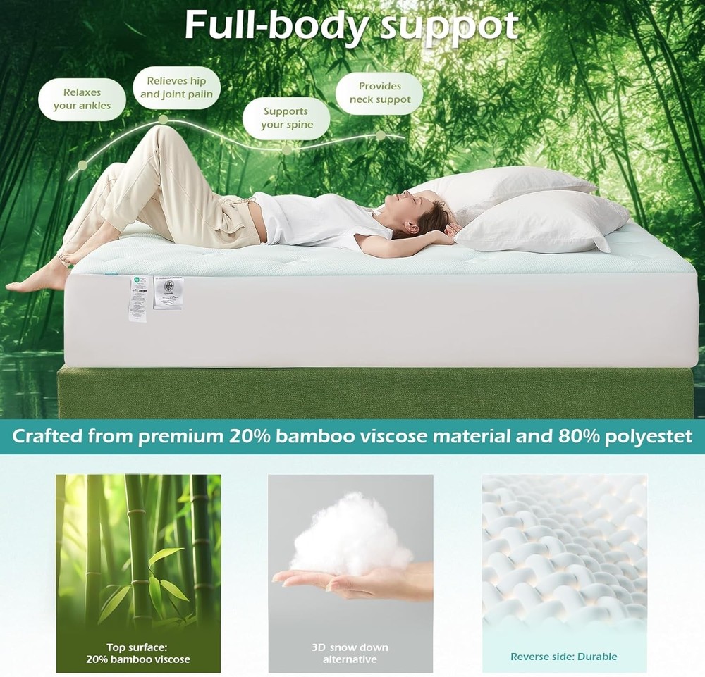 Memory Foam King Bed Topper - 21” Deep Pocket, Noiseless & Orthopedic Support