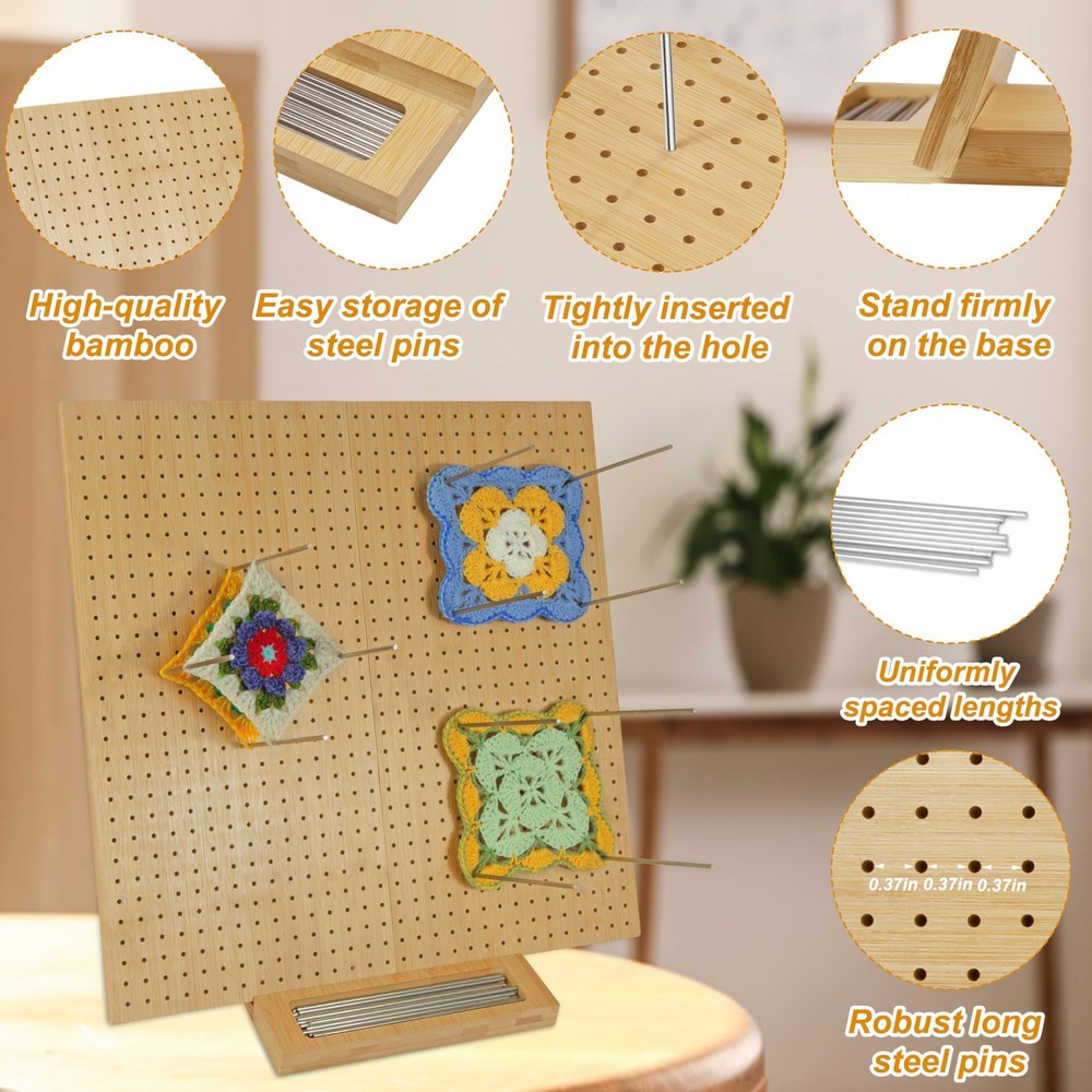 15.5" x 15.5"Foldable Crochet Blocking Board with Pins Square Blocking Boards