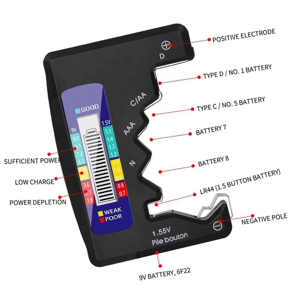 Battery Tester Battery Check Black Capacitance Diagnostic Tool 92*63*14mm