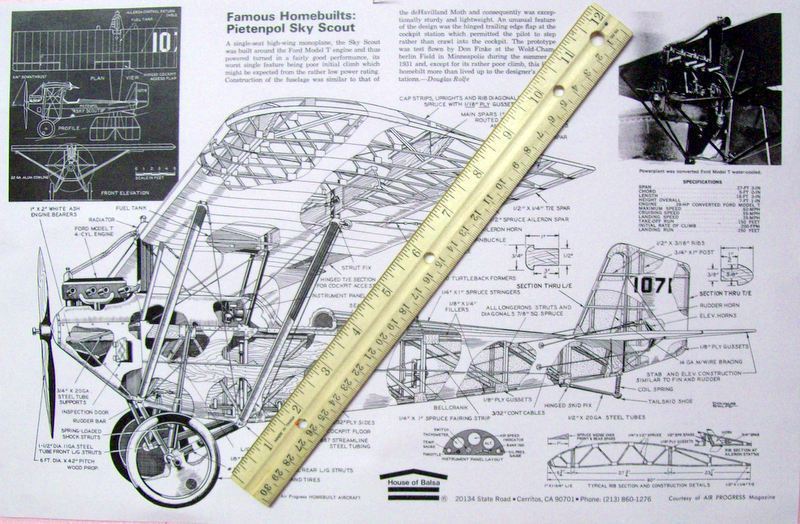 PIETENPOL AIR CAMPER PLAN + CONSTRUCTION ARTICLE for 60" Span RC Model Airplane