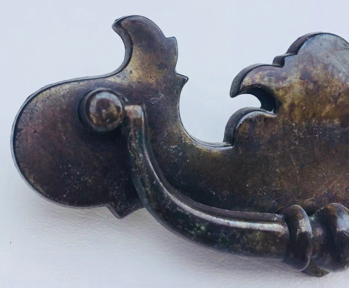 Brass Bronze Antique Hardware Colonial Chippendale drawer pull 4"centers Batwing