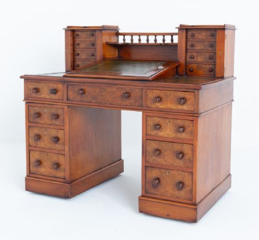 Victorian Dickens Desk Walnut Writing Table 1870