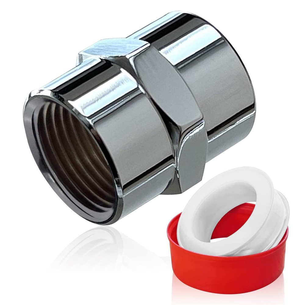 Brass Pipe Fitting-1/2" NPT Female×1/2" 1/2" x Female, Silver