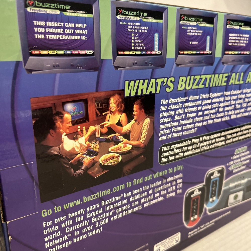 Buzztume Trivia System IncludesConsole,￼750 Trivia Questions ,Two Controllers