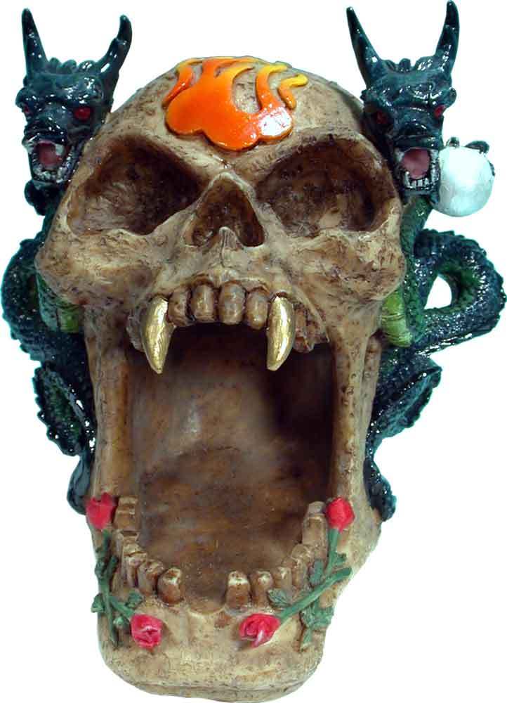 Halloween Vampire Dragons Demon Devil Dead Head Human Skull Dish Ashtray 2894-04