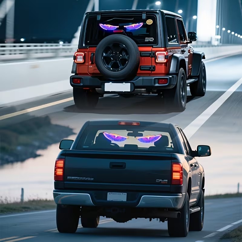 2PCS LED Devil's Eye Light Dynamic Lamp Evil Eye Front Rear Window Decoration