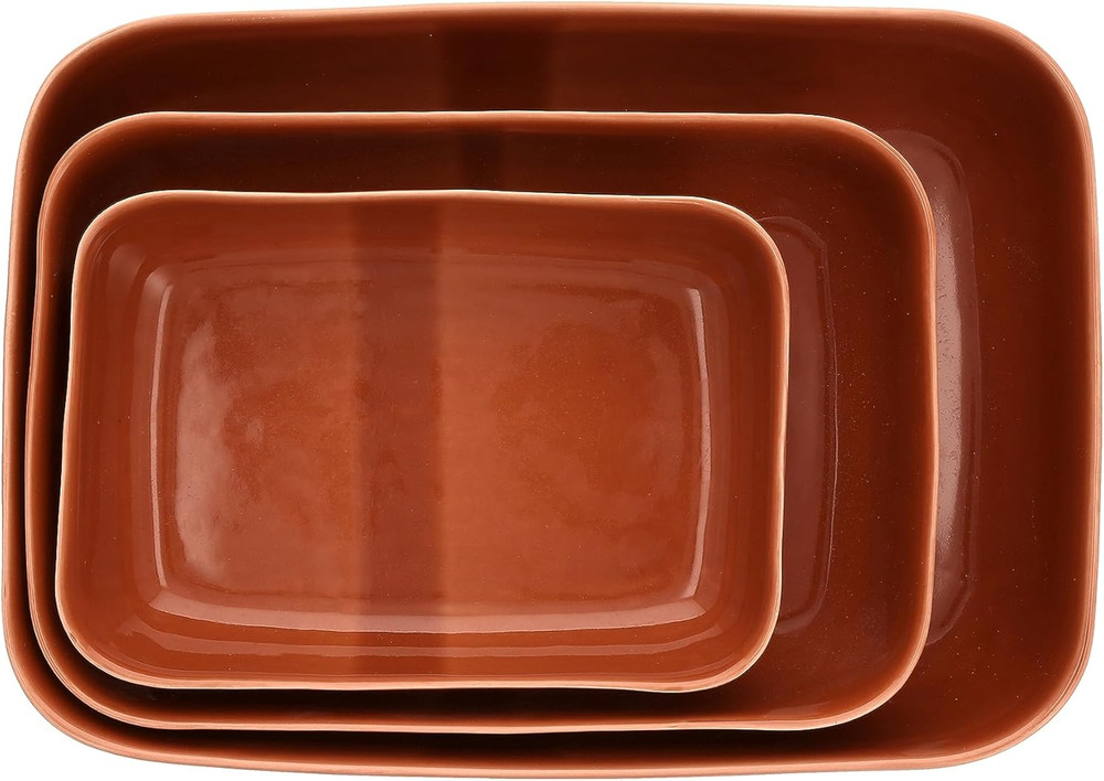 Nosse Svelte Stoneware 3 Piece Bakeware Set, 3 Piece Bakeware Set, Terracotta