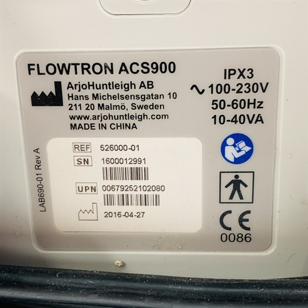 Arjo Flowtron ACS900 Auto Garment Recognition Compression System Ref: 526000-01