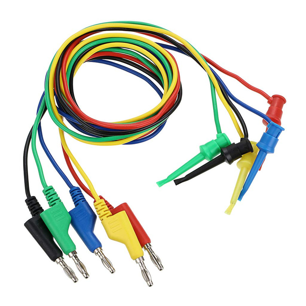 39 Inch Multimeter Test Lead Set - 5 Pcs Stackable Banana Plug to Test Hook Wire