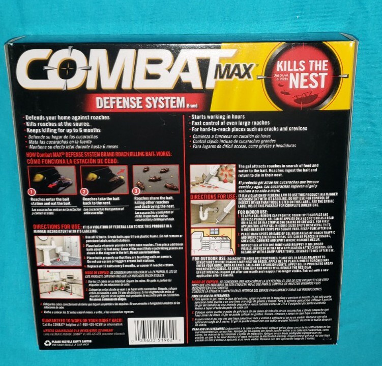 COMBAT MAX Defense System Large Roach Killing Bait & Gel - 12 Stations 1 Syringe