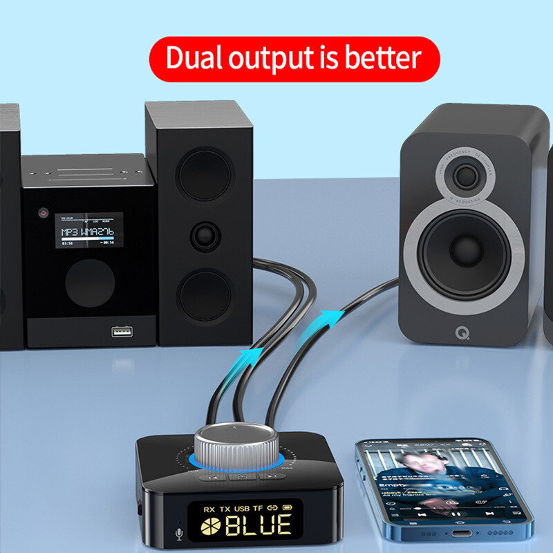 Digital LED Bluetooth 5.0 Receiver Transmitter HiFi Stereo AUX RCA Audio Adapter