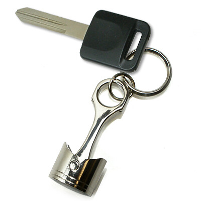 Cadillac Crest Logo Engine Piston Style Chrome Metal Key Chain
