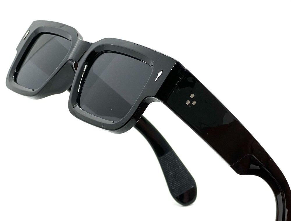 Men Sunglasses Classic Brown Lens Rectangular Thick Frame Casual Shades Elegant