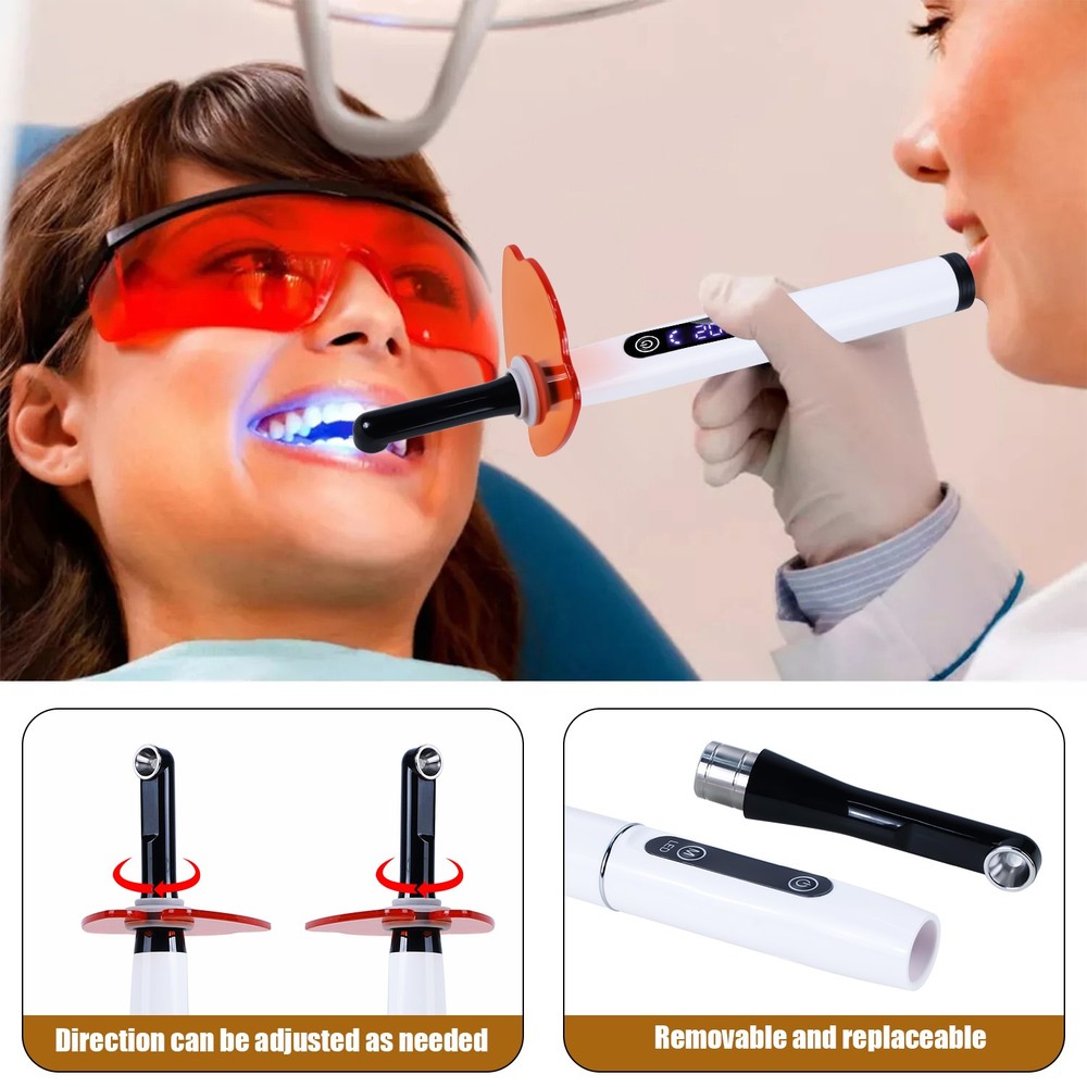 Dental Wireless Curing Light Lamp White With 7 lenses