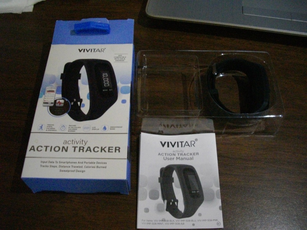 Vivitar Activity Action Fitness Tracker LCD Display Black For IOS Android OS