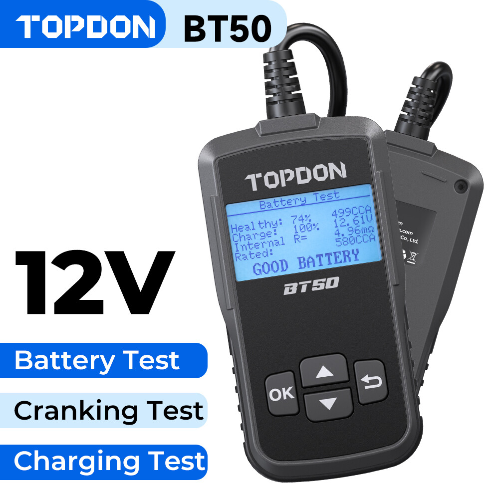 TOPDON BT50 Car Battery Tester Analyzer Cranking Charging Test 12V CCA100~2000
