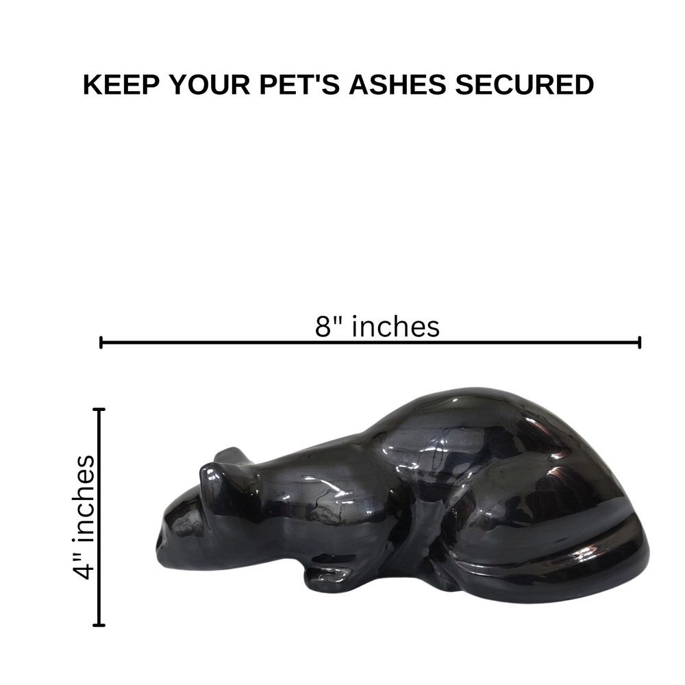 Cat Memorial Urn, Beautiful Container for Ashes - Cremation Keepsake urn BLACK