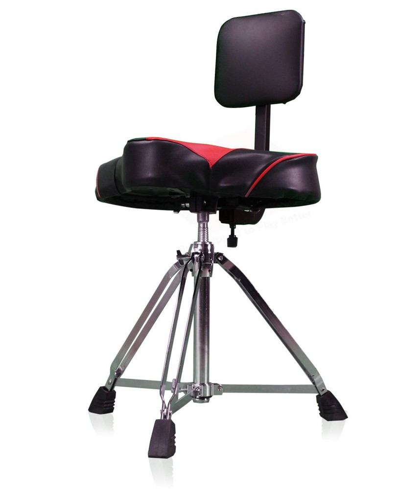 Saddle Drum Throne with Backrest Support GRIFFIN | Padded Leather Drummer Seat