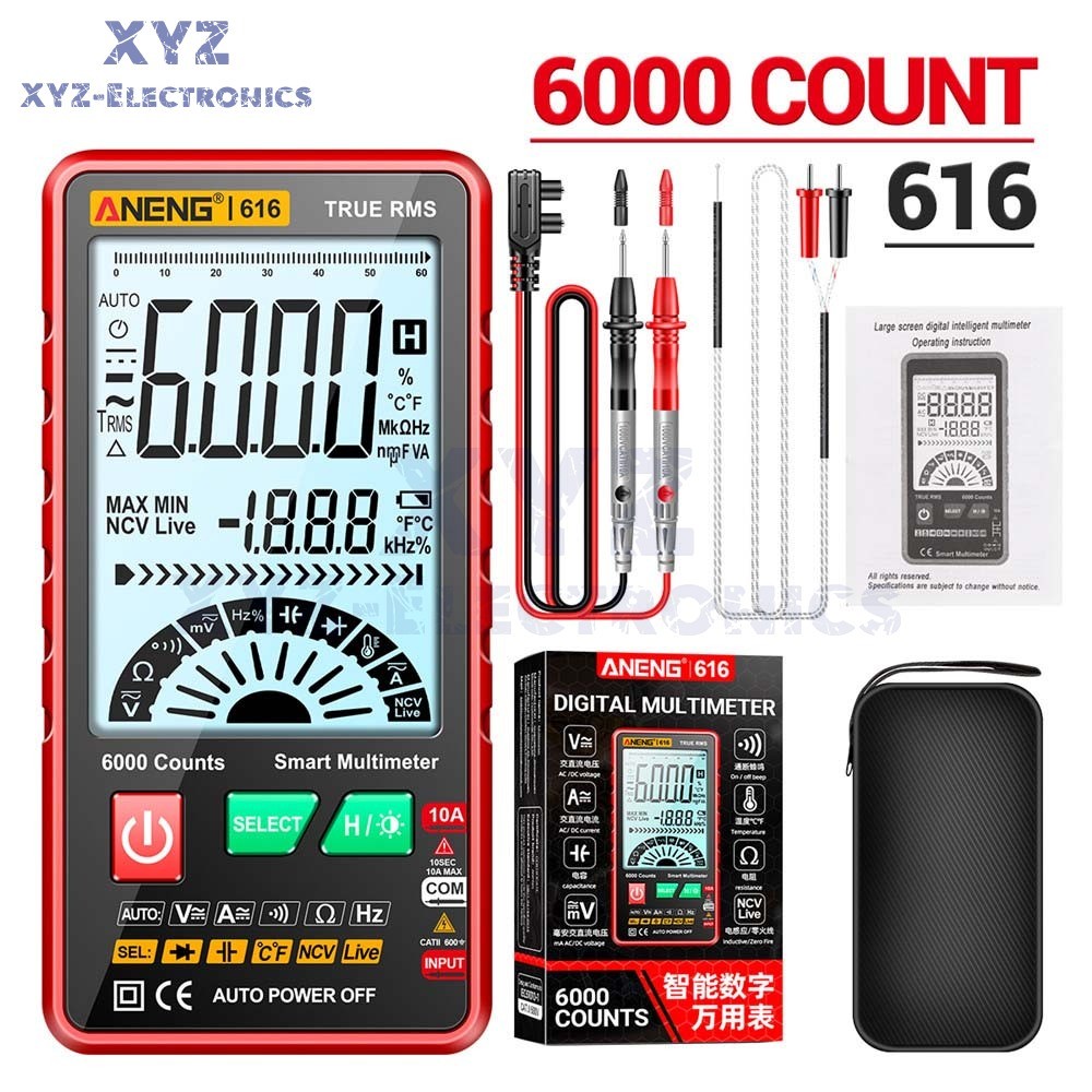 ANENG 616 Backlight Digital Multimeter 6000 Counts AC/DC Voltage Current Meter