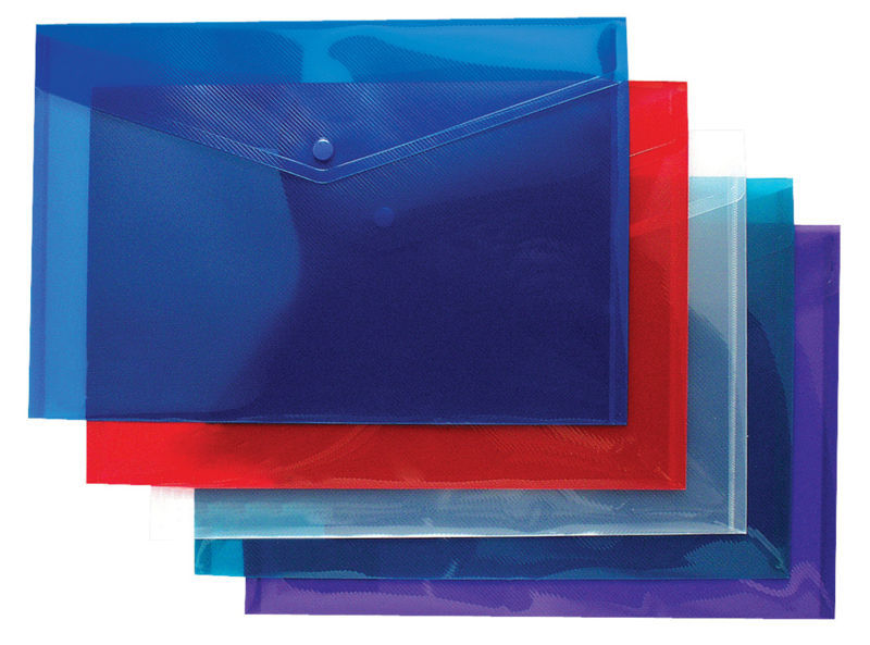 A4 Plastic Stud Document Wallets Folders Filing School Office