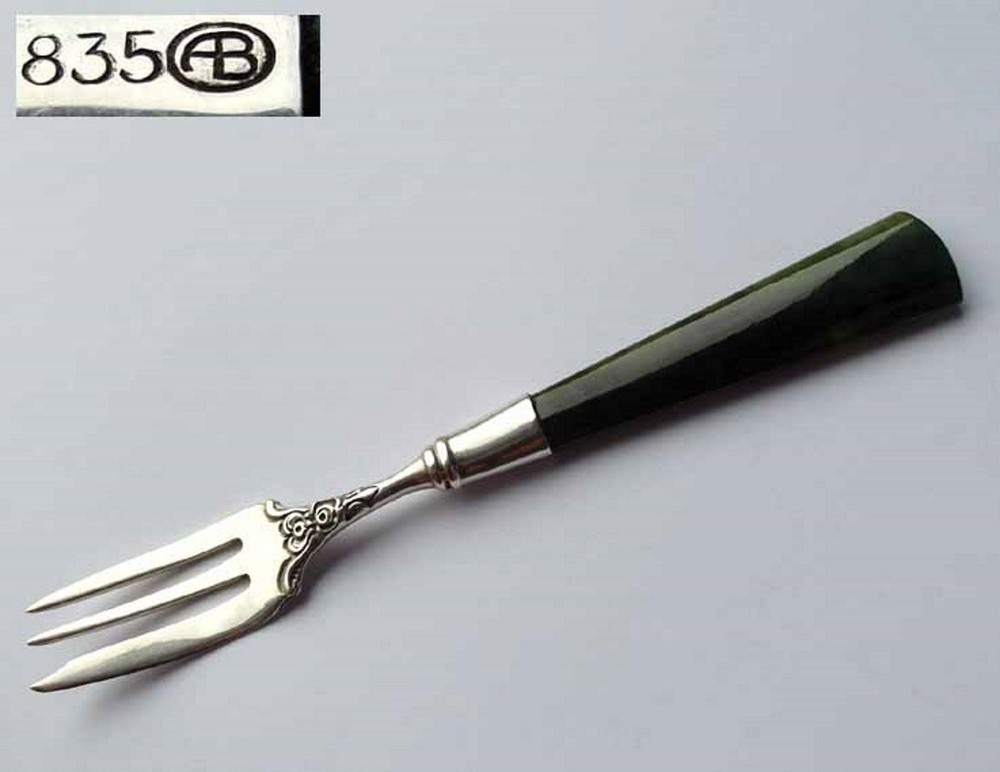 Set, Mocha Spoon + Serving Fork + Kitchen Fork, ALBO , 835er Silver F648