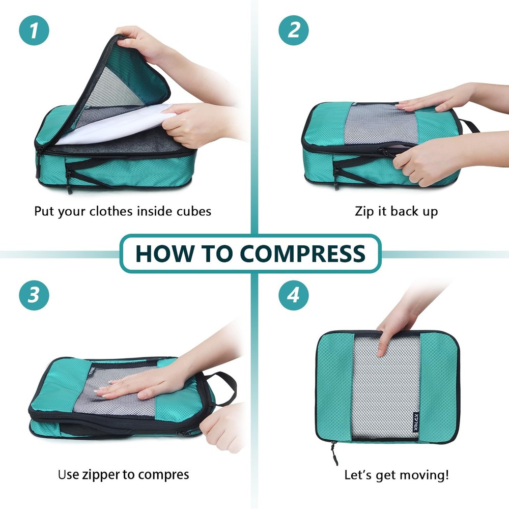 Compression Packing Cubes for Suitcases,5 Set Travel Essentials, Lightweight ...