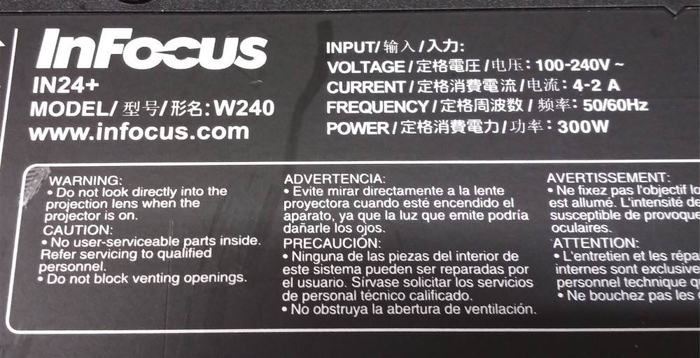 ⭐️⭐️⭐️⭐️⭐️ **MISSING FOOT** InFocus W240 DLP Desktop Projector