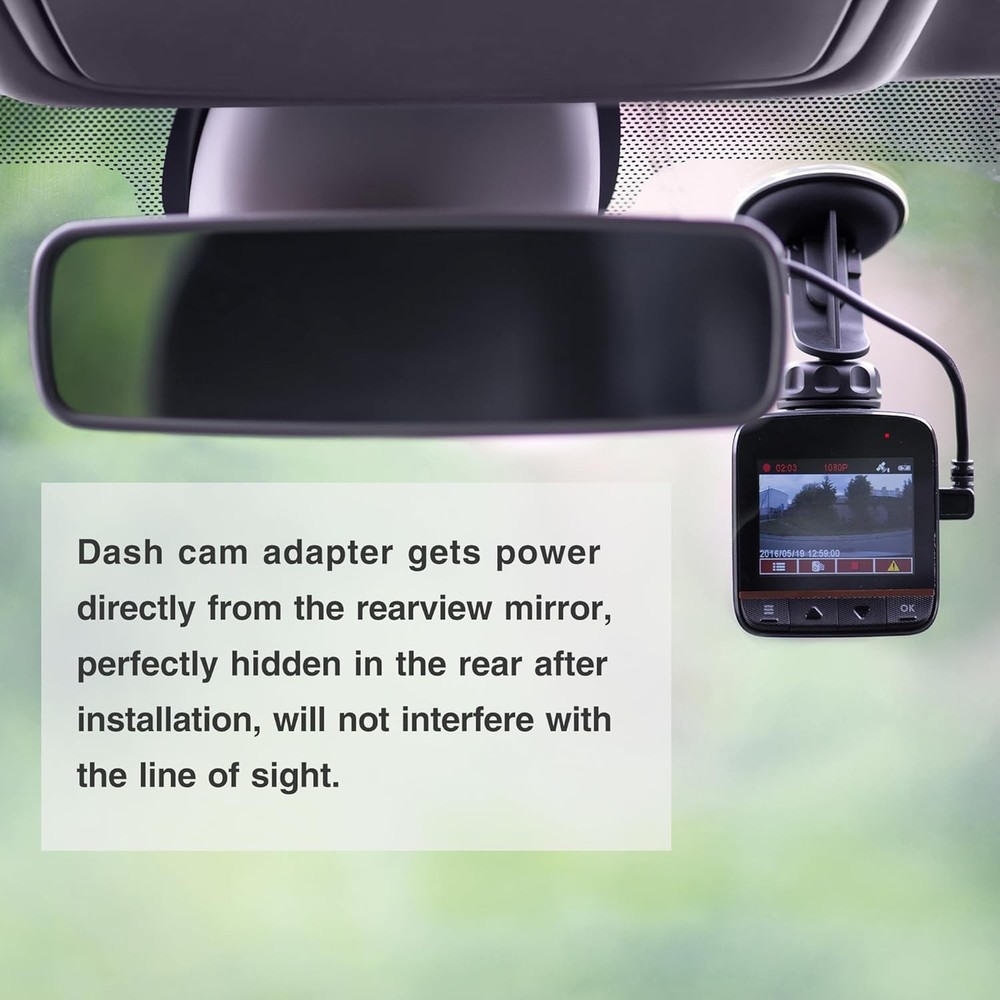 GPS Dash Cam Power Adapter, (5Pin Type E Connector) Mirror Camera Radar Black