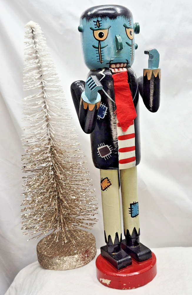 13.5” Wooden Nutcracker  - Frankenstein - multicolored