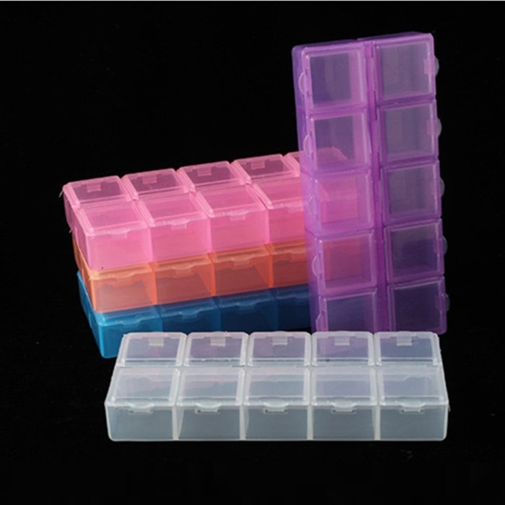 Sturdy Plastic Storage Box with 10 Compartments for Electronic Components