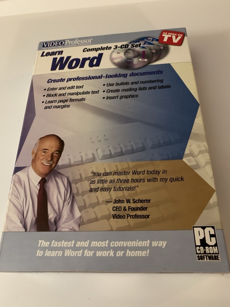 Video Professor Learn Word PC Software