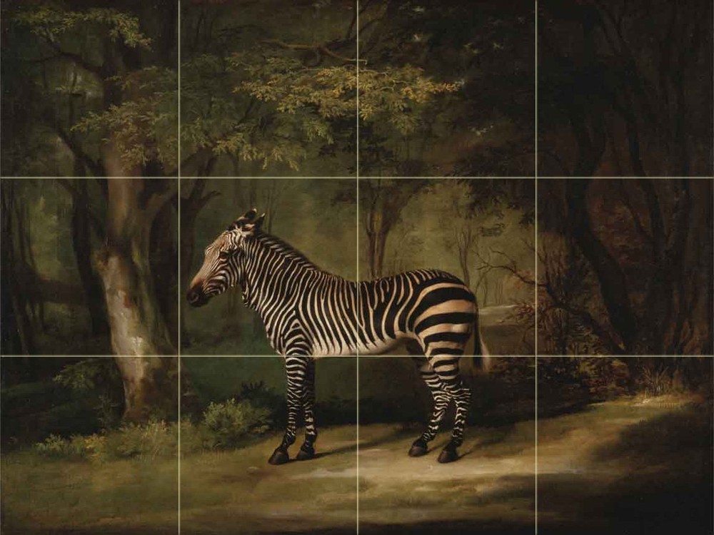 Zebra Tile Mural Kitchen Bathroom Wall Backsplash Art 24x18