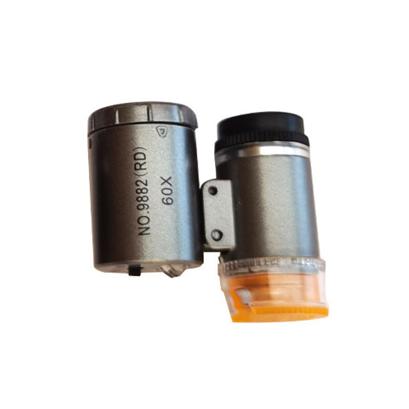 60X Silver LED UV Light Illuminated Pocket Microscope Loupe Magnifier document