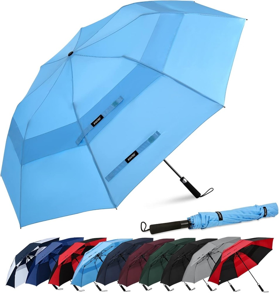 62 Inch Portable Golf Umbrella Large Oversize Double Canopy Vented Windproof