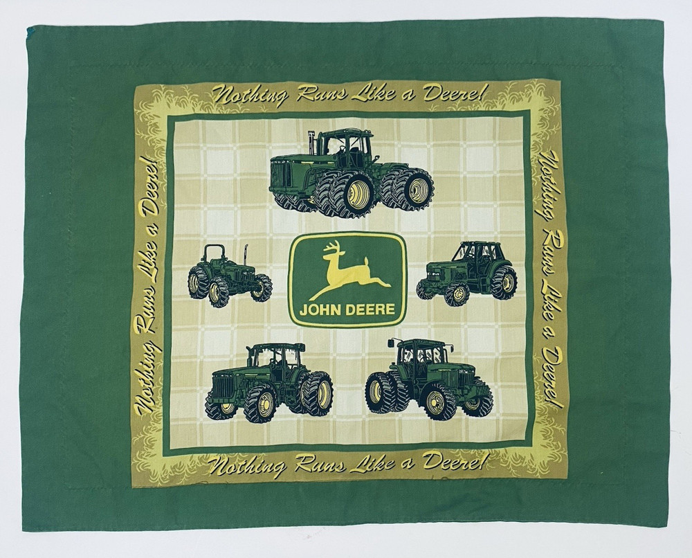 Vintage JOHN DEERE Standard Pillow Case w/ Tractors Slogan 20" x 27" Bedding