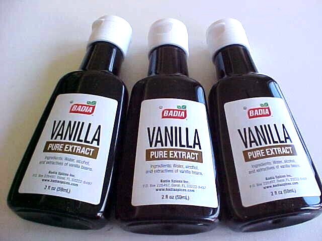 3 bottles 2oz. each Badia pure vanilla extract