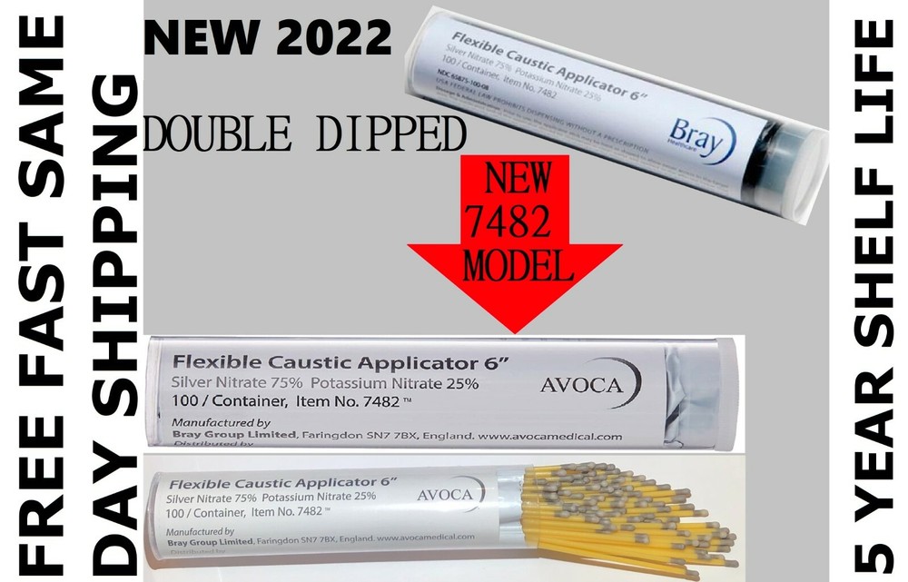 25 DOUBLE DIPPED 2026 Silver Nitrate Applicator Sticks 6" Warts Removal Petnail